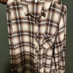 Plaid Button Down Shirt for Women